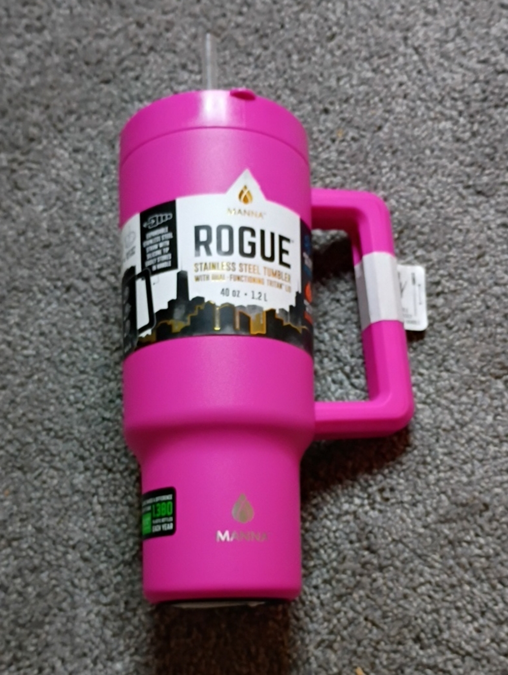 Manna Rogue 40 oz Stainless Steel Tumbler - Bright Pink
